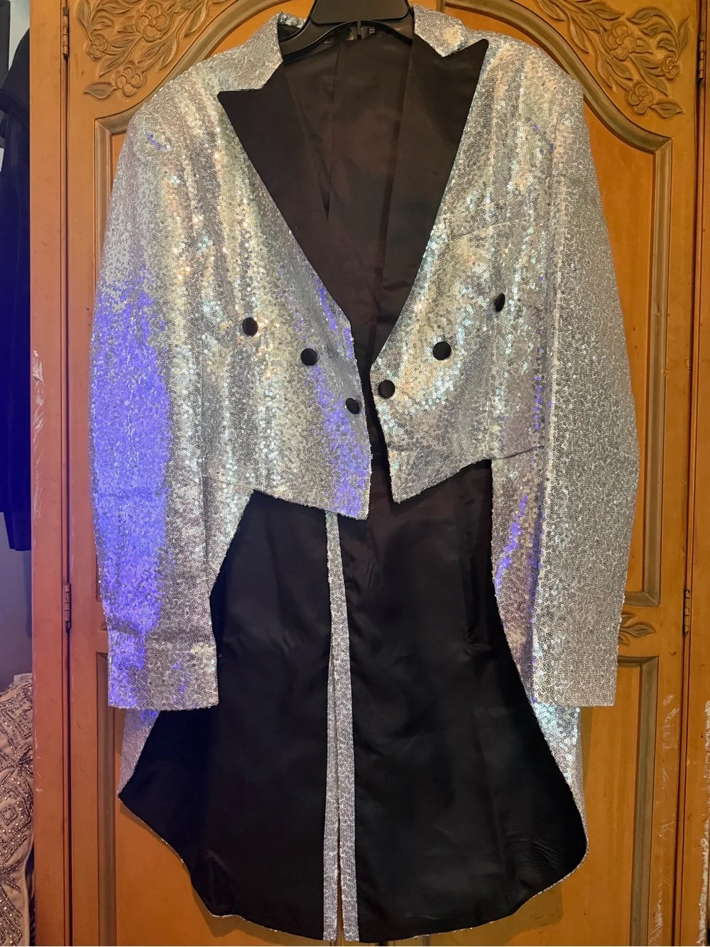Men's Silver Sequin Tailcoat Blazer - Formal Evening Jacket
